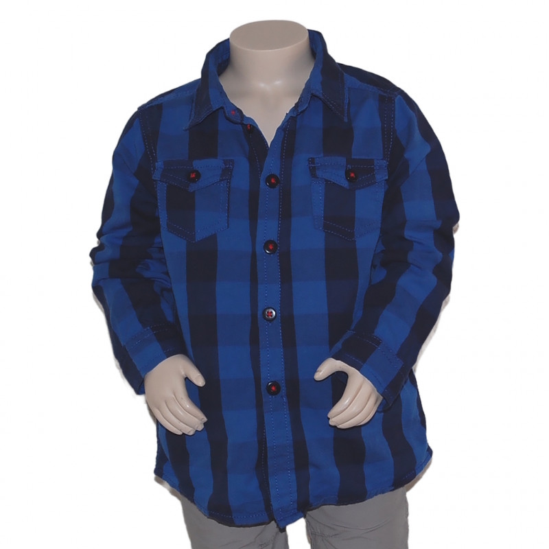 Kiki & Koko Jungen Karohemd Blau/Schwarz Größe 104 Vorderansicht